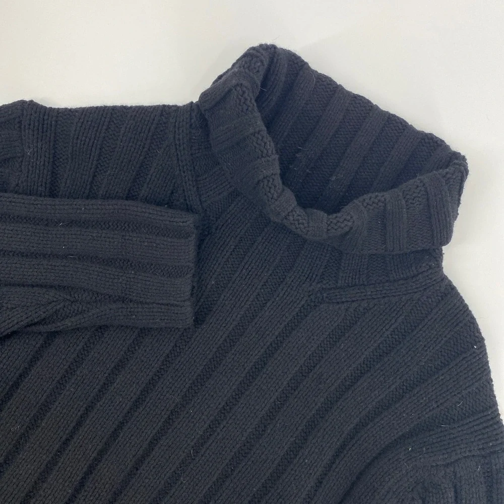 Banana Republic Mens Extra Large Black Lambswool Cashmere Ribbed Knit Sweater